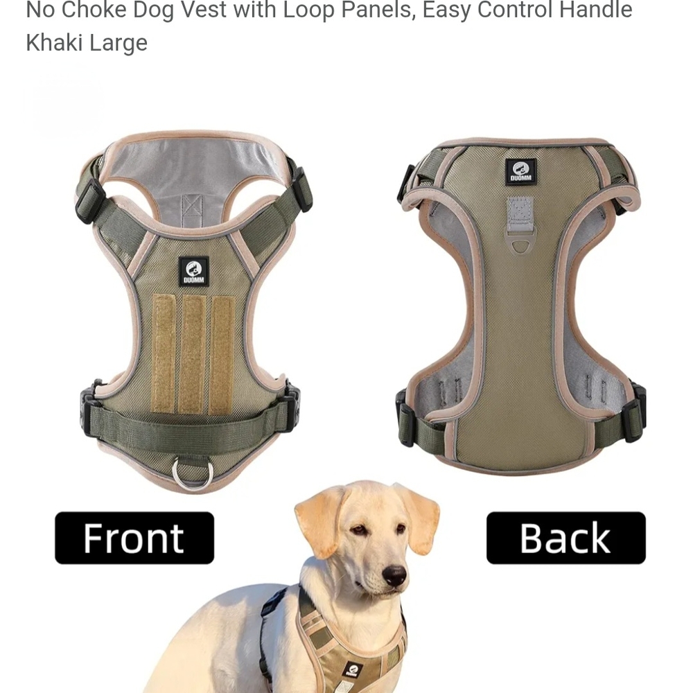 Olive Dog Harness with Loop Panels